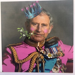King Charles, King Charles III, carte de Noël amusante, souvenirs royaux, souvenir du roi Charles, famille royale britannique, carte d'art du roi Charles,