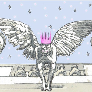 Angel xmas card, angel Christmas card, unusual angel card, christmas angel, fine art Xmas card, angel illustration, Xmas 2023 card