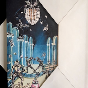 Carte d'anniversaire gothique, carte d'anniversaire de cirque, carte de clown, carte gothique, carte de cirque, carte de fantaisie sombre, carte d'anniversaire alternative, art sombre,