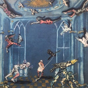 Carte oiseau, carte d'anniversaire bizarre, carte d'anniversaire fantastique, carte d'anniversaire surréaliste Royaume-Uni, dessin d'art de cirque, illustration d'oiseau, carte imaginative