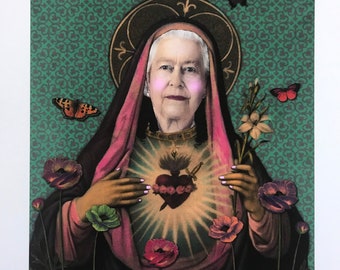 Impression de la reine Elizabeth, reine elizabeth ll, sainte reine, art mural de la reine Elizabeth, reine vierge, art de la reine Elizabeth, icône de la reine Elizabeth