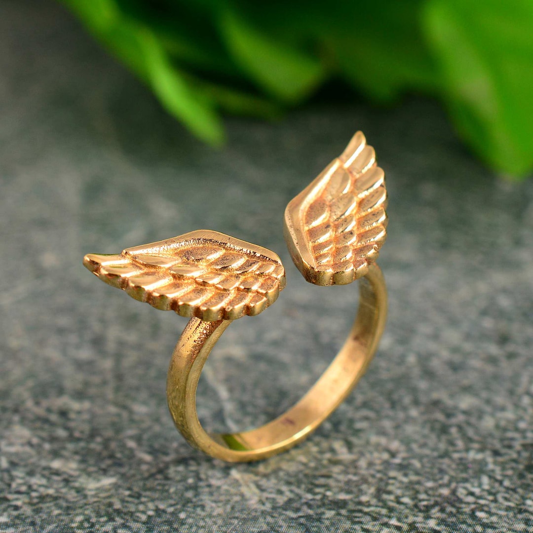Flight Wings Rings Angel Wings Adjustable Gold Ring – Minimal Open Wing Ring - Etsy