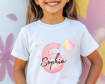 Geburtstagsoutfit Mädchen, Geburtstag 6, Geburtstagsshirt mit Name, Geburtstags Shirts, Geburtstagskind, Kindershirt, Shirt zum Geburtstag