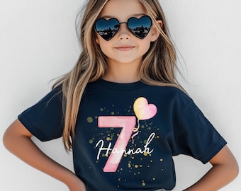 Mädchen Shirt Geburtstag, Geburtstag 6, Geburtstagsshirt Name, Geburtstags Shirts, Mädchen Geschenkidee, Kindershirt, Mädchen personalisiert