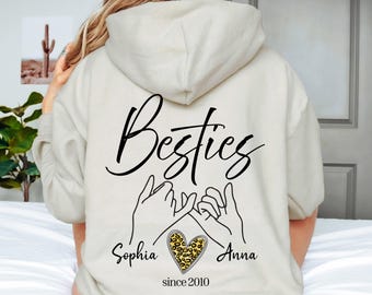 Personalisierter Besties Sudadera con capucha, Beste Freundin Geschenk, Partnerlook, Geburtstag Weihnachtsgeschenkidee, Geschenkidee Bestie