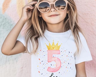 Geburtstagsoutfit Mädchen, Geburtstag 5, Geburtstagsshirt mit Name, Geburtstags Shirts, Geburtstagskind, Kindershirt, Shirt zum Geburtstag