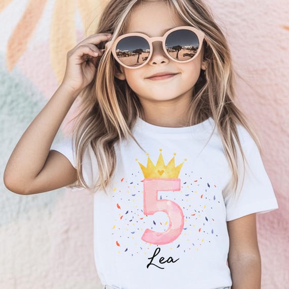 Geburtstagsoutfit Mädchen, Geburtstag 5, Geburtstagsshirt mit Name, Geburtstags Shirts, Geburtstagskind, Kindershirt, Shirt zum Geburtstag