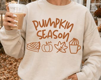 Herbst Sweatshirt Damen, Pumpkin Spice Latte, Kürbis Herbst Outfit, Herbst Geschenk, Herbst Kleidung, cozy Sweater, Herbst Lover, Fall shirt