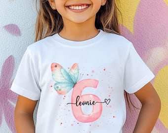 Geburtstagsoutfit Mädchen, Geburtstag 6, Geburtstagsshirt mit Name, Geburtstags Shirts, Geburtstagskind, Kindershirt, Shirt zum Geburtstag