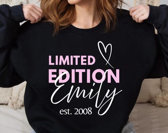 Geburtstagshoodie personalisiert edición limitada, Geburtstagsgeschenk 18 20 30 40 50, Geburtstag Frau Schwester Freundin, Nombre de la sudadera