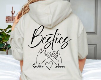 Personalisierter Besties Sudadera con capucha, Beste Freundin Geschenk, Partnerlook, Geburtstag Weihnachtsgeschenkidee, Geschenkidee Bestie