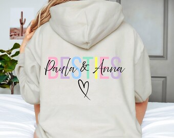 Personalisierter Besties Sudadera con capucha, Beste Freundin Geschenk, Geschenkidee Bestie, Geburtstag Beste Freundin Weihnachtsgeschenkidee