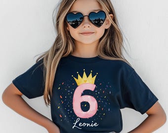 Geburtstagsoutfit Mädchen, Geburtstag 6, Geburtstagsshirt mit Name, Geburtstags Shirts, Geburtstagskind, Kindershirt, Shirt zum Geburtstag
