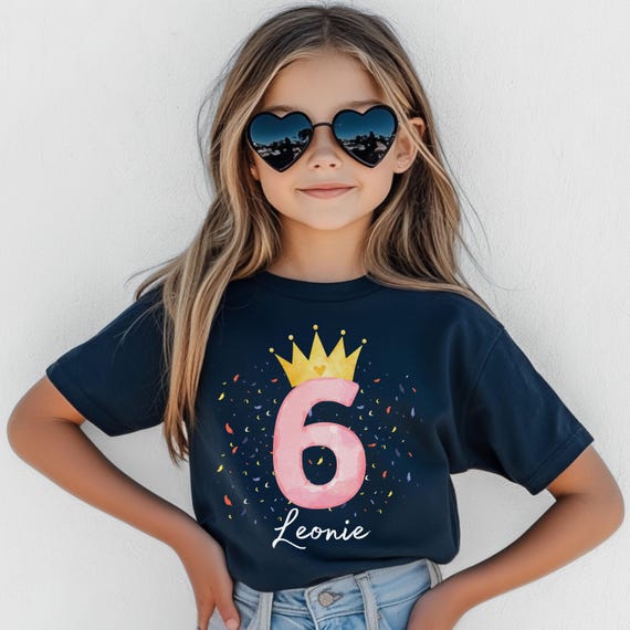 Geburtstagsoutfit Mädchen, Geburtstag 6, Geburtstagsshirt mit Name, Geburtstags Shirts, Geburtstagskind, Kindershirt, Shirt zum Geburtstag