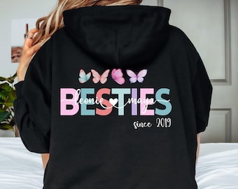 Personalisierter Besties Sudadera con capucha, Beste Freundin Geschenk, Partnerlook, Geburtstag Weihnachtsgeschenkidee, Geschenkidee Bestie