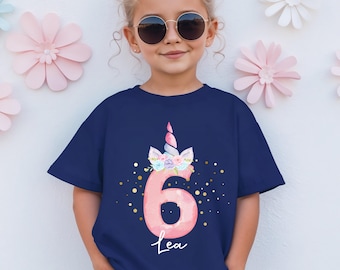 Geburtstagsoutfit Mädchen, Geburtstag 6, Geburtstagsshirt mit Name, Geburtstags Shirts, Geburtstagskind, Kindershirt, Shirt zum Geburtstag