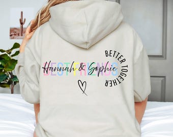 Personalisierter Besties Sudadera con capucha, Beste Freundin Geschenk, Partnerlook, Geburtstag Weihnachtsgeschenkidee, Geschenkidee Bestie