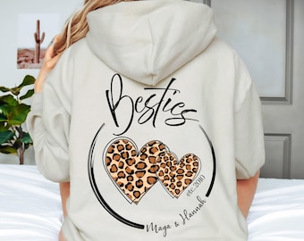 Personalisierter Besties Sudadera con capucha, Beste Freundin Geschenk, Geburtstag Beste Freundin Weihnachtsgeschenkidee, Geschenkidee Bestie