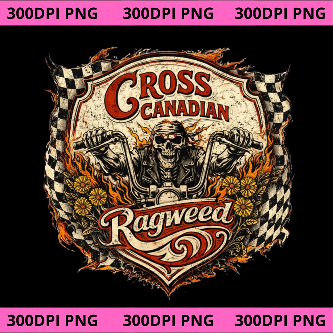 Cross Canadian Ragweed PNG Vintage Biker Skull Design PNG Southern Rock ...