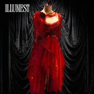 Gotisk Romantik Rubinröd Asymmetrisk Avantgardistisk Maxiklänning