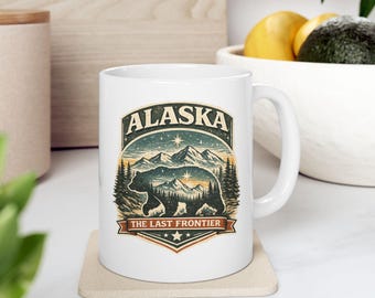Vintage Alaska Mug, Bear Wilderness Coffee Cup, The Last Frontier Mug, Retro Travel Mug, Alaska Gift, USA Souvenir, Gift for Him Her