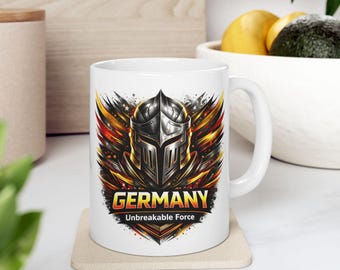Germany Football Mug, World Cup Fan Mug, Warrior Coffee Cup, Germany Team Gift, Soccer Supporter Mug, Game Day Mug, Gift for Him Her