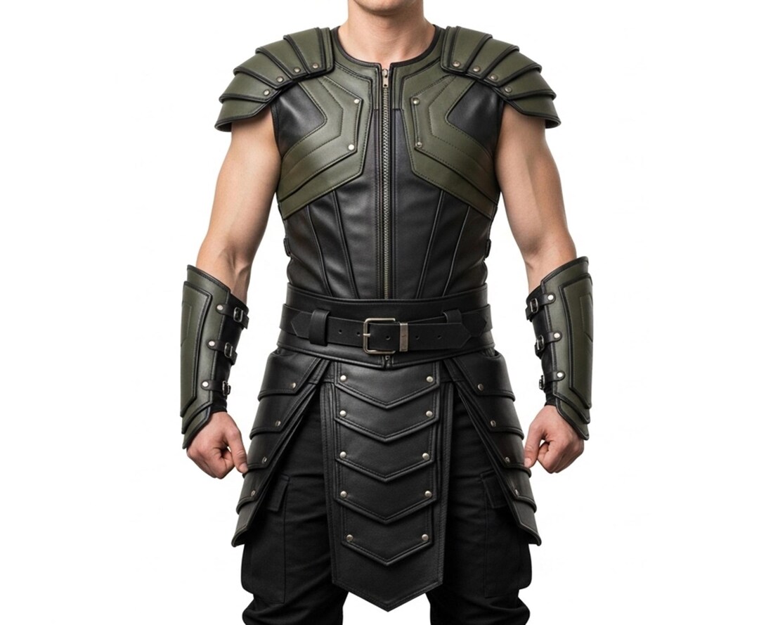 Fantasy Warrior Leather Armor, Medieval Knight Costume, Larp Combat ...