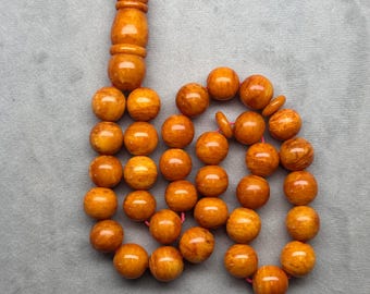 Baltic Amber Misbaha 33 Beads – German Style Islamic Prayer Tasbih – Authentic Handmade Amber
