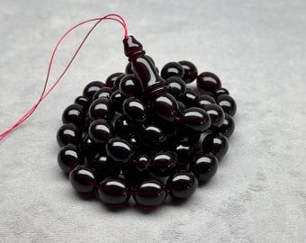 Pressed Amber Misbaha Tasbih 51g | 49 Beads Islamic Prayer Beads | Amber Dhikr Beads