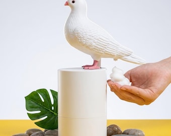 ソープディスペンサー、ハンドソープディスペンサー、泡、衛生的感知、鳩型ソープ、ソープディスプレイ、ソープ、家族へのギフト、バスルームアクセサリー、バット