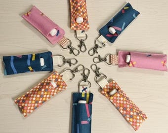 100% Cotton Chapstick Holder Keychain – Lip Balm Lipstick Holder Bag Charm
