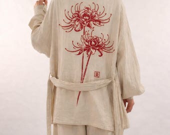 紅蓮モスリン着物 – 手刷りオーガニックコットン