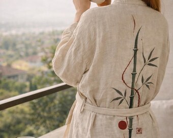 手染め竹麻着物セット – ジャパンディスタイルラウンジウェア