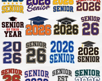 Senior 2026 PNG Bundle, Class of 2026 Graduation Sublimation Design (Digital Download)