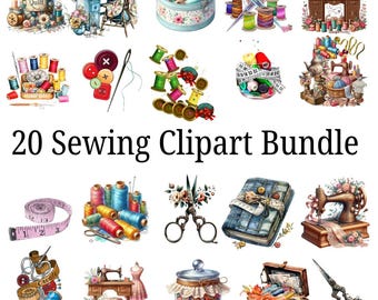 Sewing Clipart Bundle | Sewing Machine, Fashion Tools, Tailor Supplies (Digital Download)
