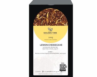 Tarta de queso con limón y té rooibos | Hierba limón y flores | 100 g