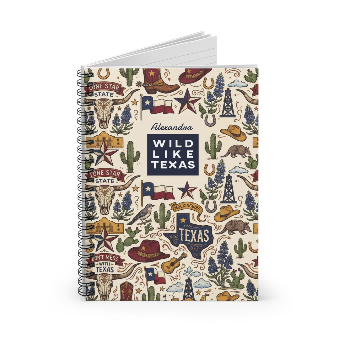 Wild Ruled Notebook Personalized Wild Like Texas Spiral Notebook | Texas Icons Pattern ...