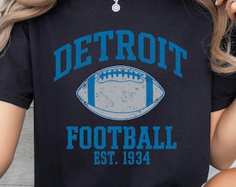 Detroit Football Vintage Comfort Colors Shirt, Retro Detroit Tee, Classic Sport T-Shirt