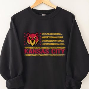 Sudadera de fútbol americano de Kansas City, suéter de cuello redondo de Kansas City, camiseta deportiva imagen 1