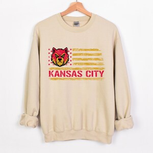 Sudadera de fútbol americano de Kansas City, suéter de cuello redondo de Kansas City, camiseta deportiva imagen 5