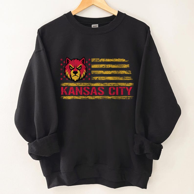 Sudadera de fútbol americano de Kansas City, suéter de cuello redondo de Kansas City, camiseta deportiva imagen 1