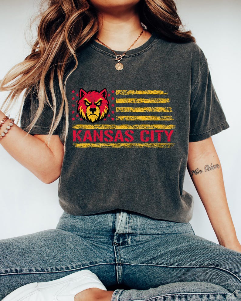 Kansas City Football Comfort Colors Shirt, Kansas City Sport T-shirt image 7