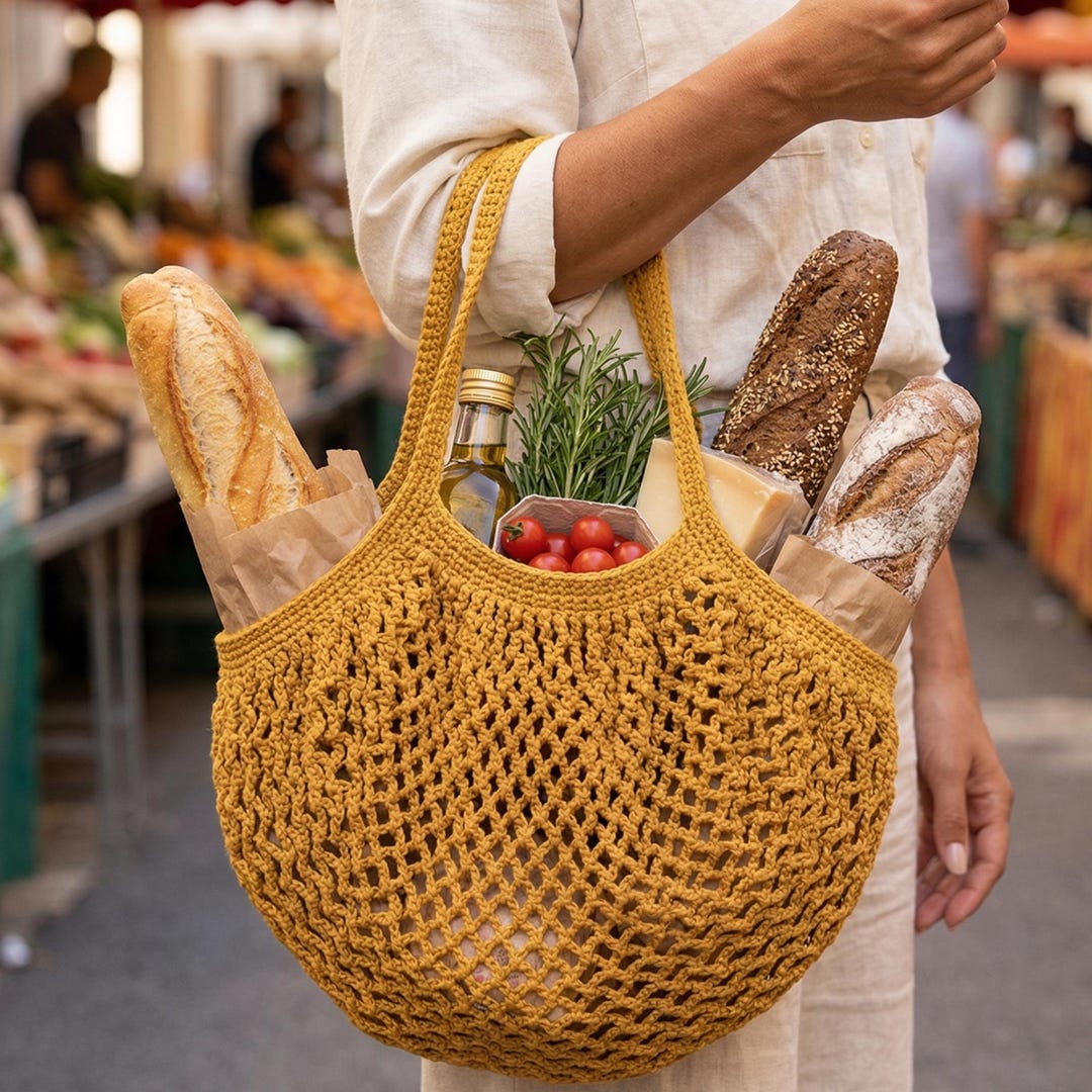 Crochet Market Bag Pattern PDF, Easy Mesh Tote, Beginner Friendly ...