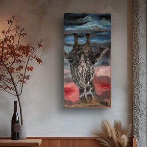 Giraffen- Wand- Kunst, Safari- Tier- Porträt, schöner Kunst- Druck, ausdrucksstarke Wildtier- Malerei