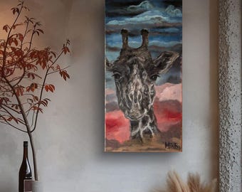 Giraffen- Wand- Kunst, Safari- Tier- Porträt, schöner Kunst- Druck, ausdrucksstarke Wildtier- Malerei