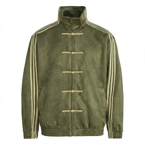 Mens Green Chinese Track Jacket CTT KR0295 Unisex Streetwear Zip Casual Athletic Track Top