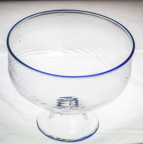Items similar to Footed Candy Dish Hand Blown Glass Art with optical