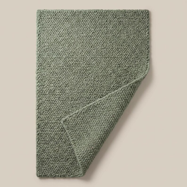 Chunky Loop Textured Sage Green Rug, Thick Cozy Minimalist Organic Area Rug image 12