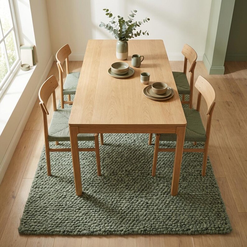 Chunky Loop Textured Sage Green Rug, Thick Cozy Minimalist Organic Area Rug image 10