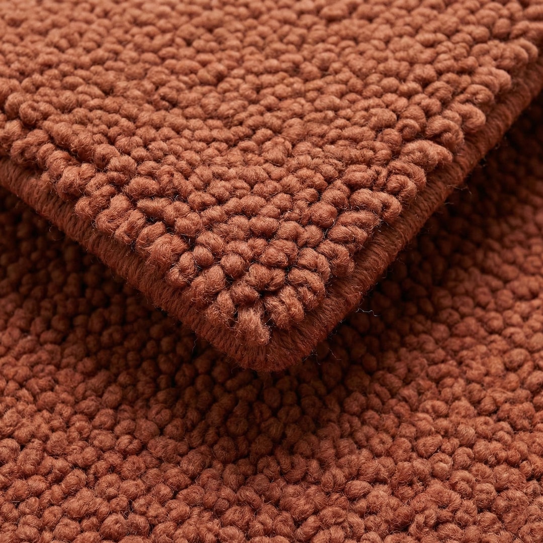Chunky Wool Rug in Warm Rust Tone – Plush Textured Cozy Area Rug for ...